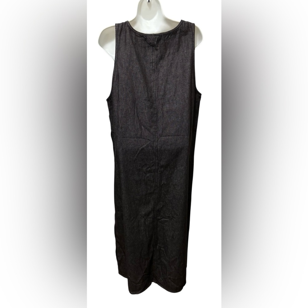 VTG Y2K Denim Midi Jumper Dress Sz L Appliquéd Country Angels Oversized Pockets - Picture 11 of 11
